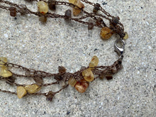 Load image into Gallery viewer, Amber and Coffee Bean Woven Necklace
